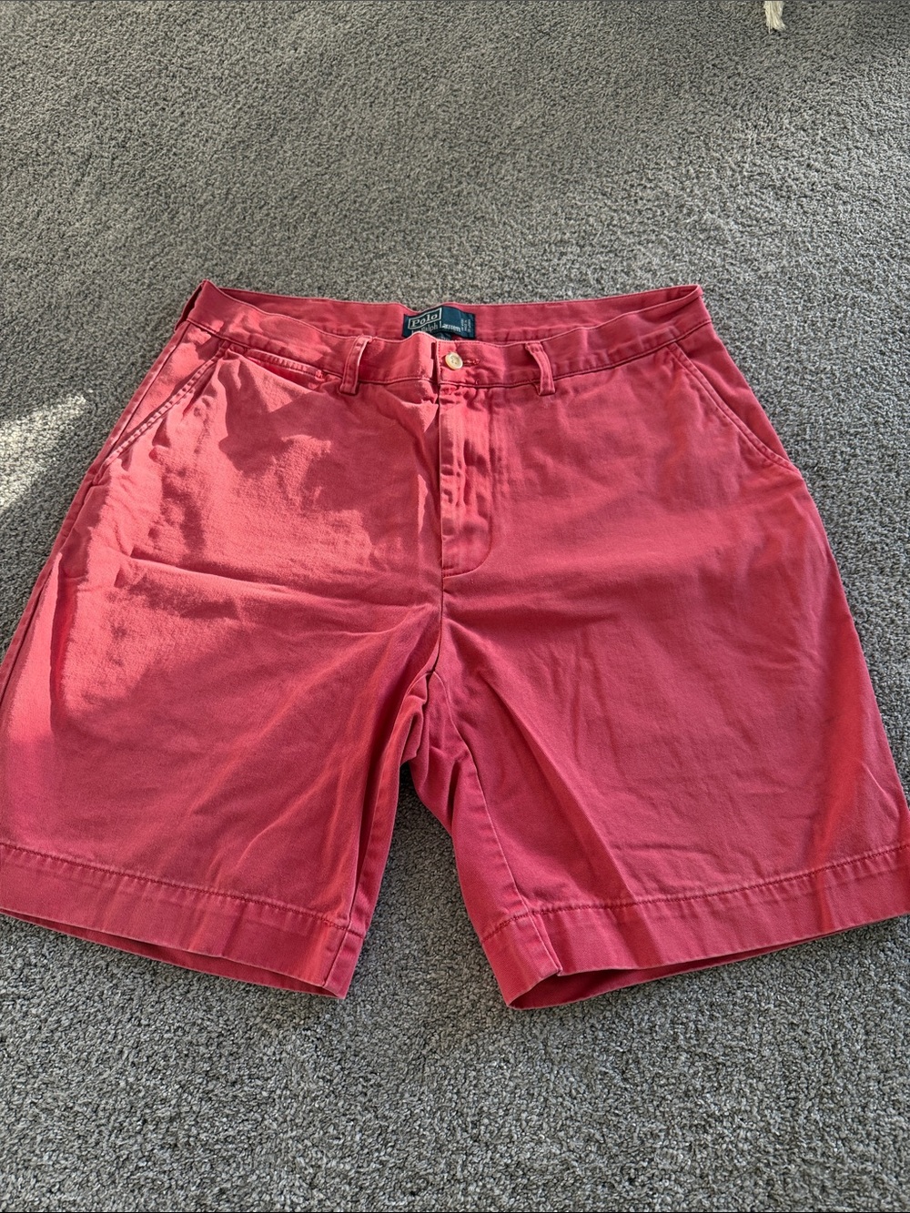 Polo by Ralph Lauren Coral Pink Flat-Front Cotton Shorts